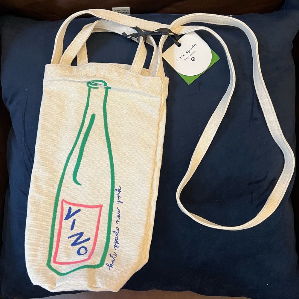 Kate Spade X Target Canvas Embroidered Wine Tote Bag